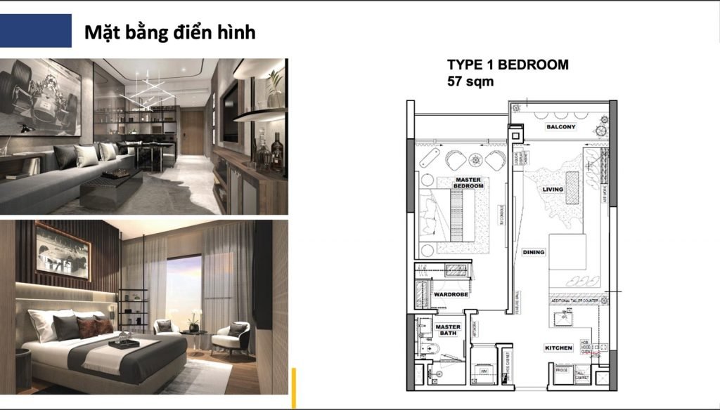 MẶT BẰNG TẦNG ĐIỂN HÌNH CĂN HỘ 1 PHÒNG NGỦ THE RIVER THỦ THIÊM