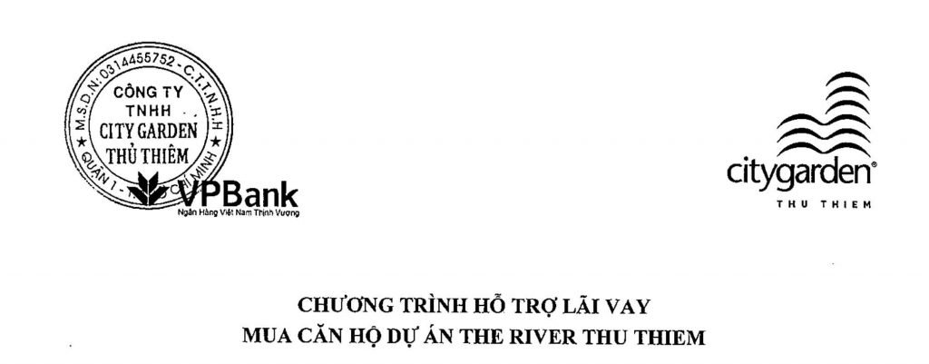CHƯƠNG TRÌNH HỖ TRỢ LÃI VAY MUA CĂN HỘ THE RIVER THỦ THIÊM