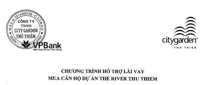 CHƯƠNG TRÌNH HỖ TRỢ LÃI VAY MUA CĂN HỘ THE RIVER THỦ THIÊM