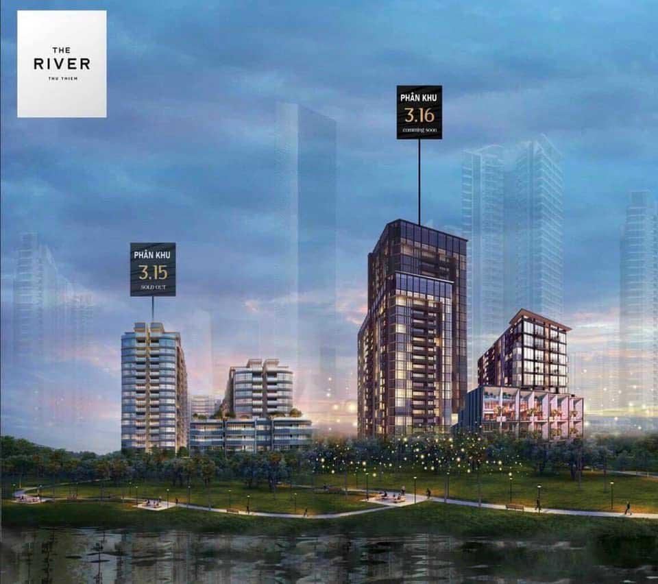Hình phối cảnh dự án The River Thủ Thiêm với 2 giai đoạn tại 2 lô đất 3.15 và 3.16 Thủ Thiêm